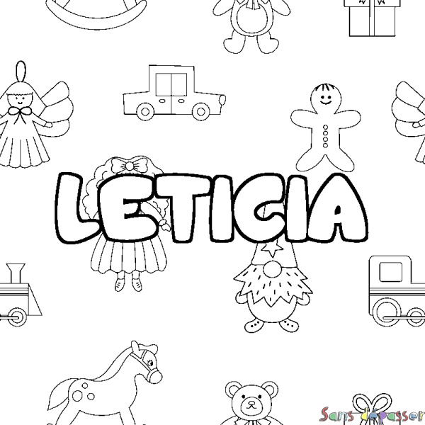 Coloriage prénom LETICIA - d&eacute;cor Jouets