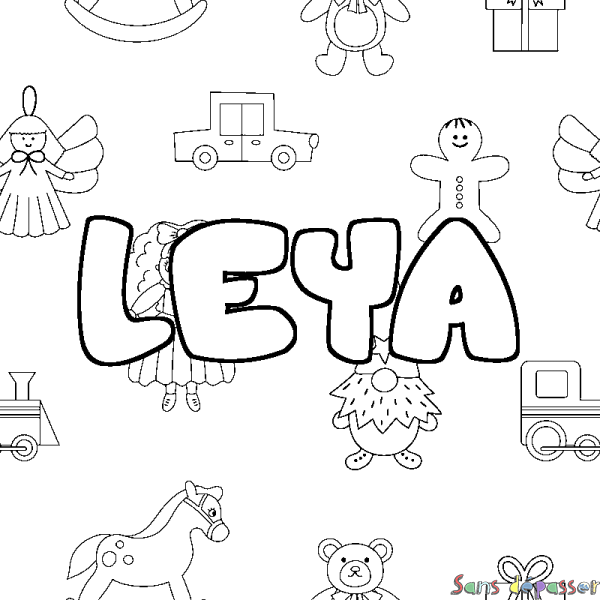 Coloriage prénom LEYA - d&eacute;cor Jouets