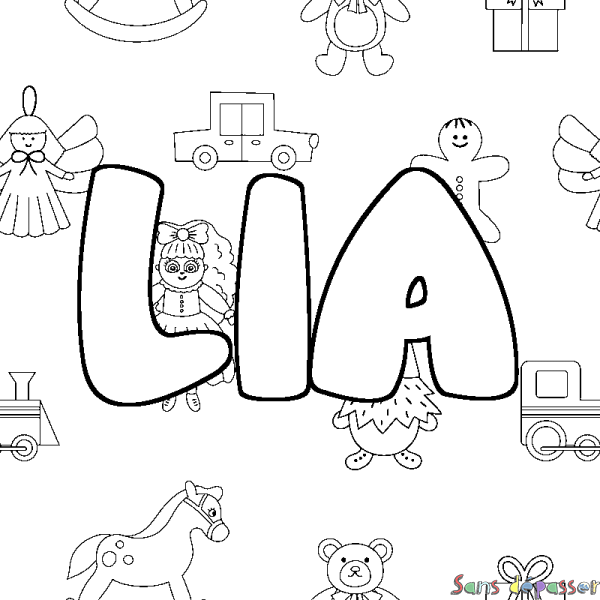 Coloriage prénom LIA - d&eacute;cor Jouets