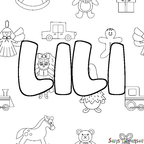 Coloriage prénom LILI - d&eacute;cor Jouets