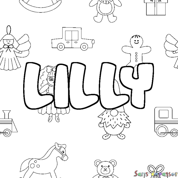 Coloriage prénom LILLY - d&eacute;cor Jouets