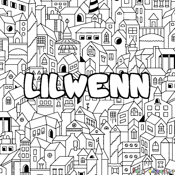 Coloriage prénom LILWENN - d&eacute;cor Ville