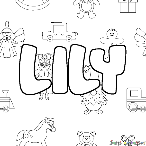 Coloriage prénom LILY - d&eacute;cor Jouets