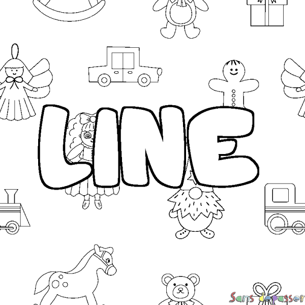 Coloriage prénom LINE - d&eacute;cor Jouets