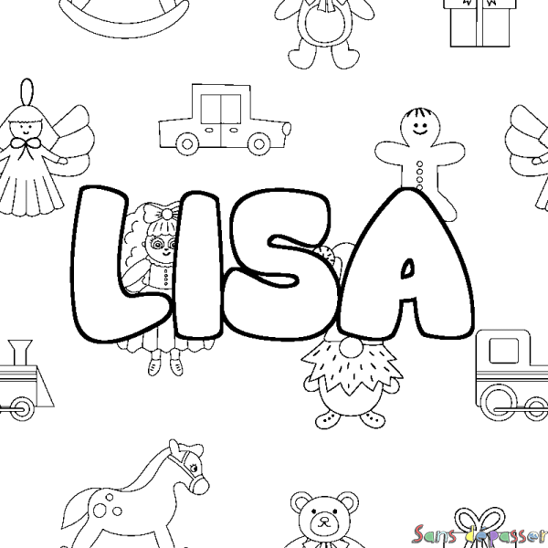 Coloriage prénom LISA - d&eacute;cor Jouets