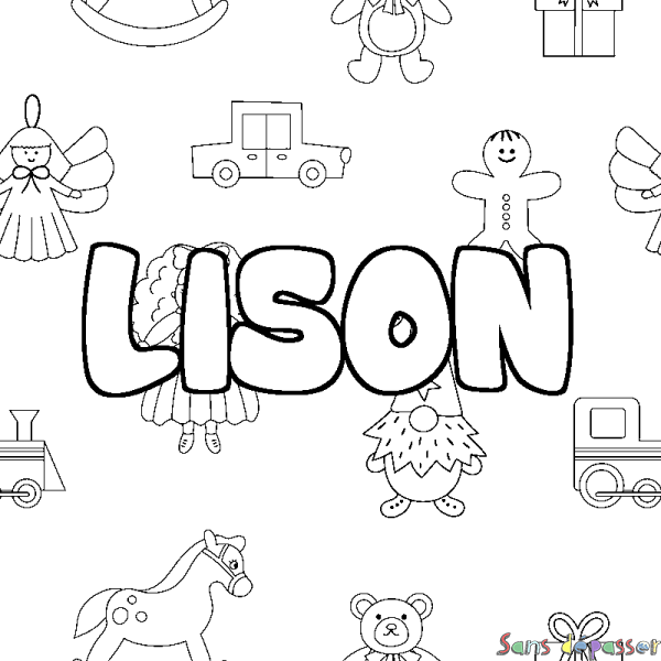 Coloriage prénom LISON - d&eacute;cor Jouets