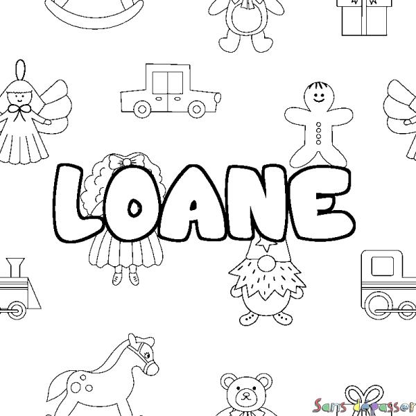 Coloriage prénom LOANE - d&eacute;cor Jouets