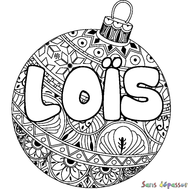 Coloriage prénom LO&Iuml;S - d&eacute;cor Boule de No&euml;l