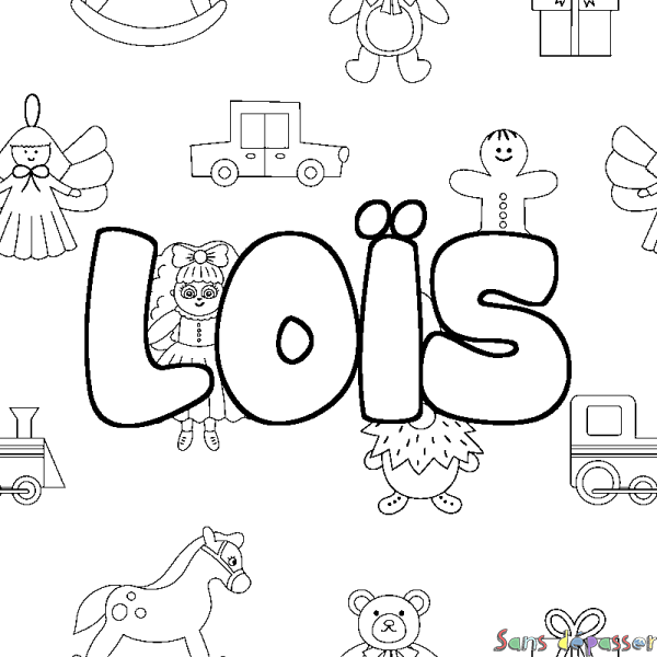 Coloriage prénom LO&Iuml;S - d&eacute;cor Jouets