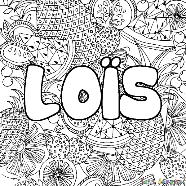 Coloriage prénom LO&Iuml;S - d&eacute;cor Mandala fruits