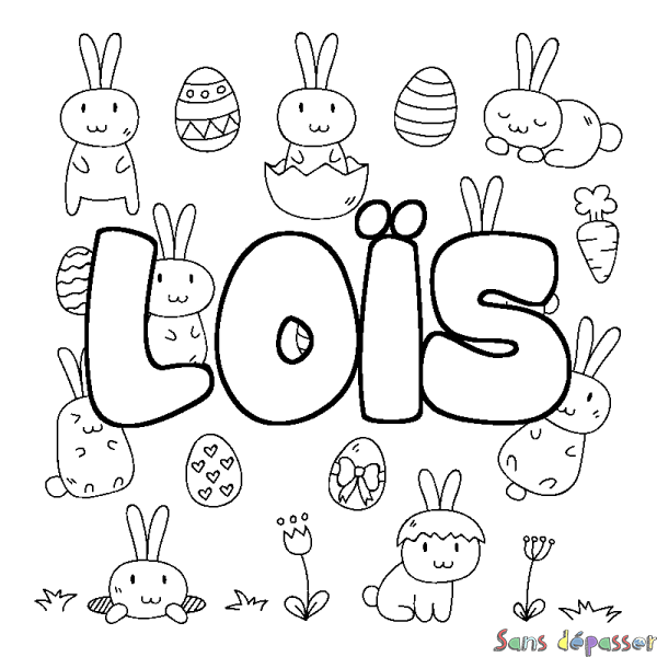 Coloriage prénom LO&Iuml;S - d&eacute;cor Paques