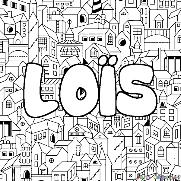 Coloriage prénom LO&Iuml;S - d&eacute;cor Ville