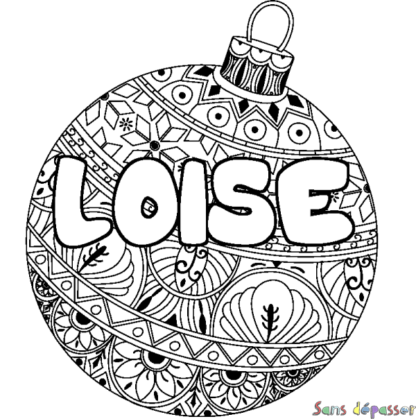 Coloriage prénom LOISE - d&eacute;cor Boule de No&euml;l