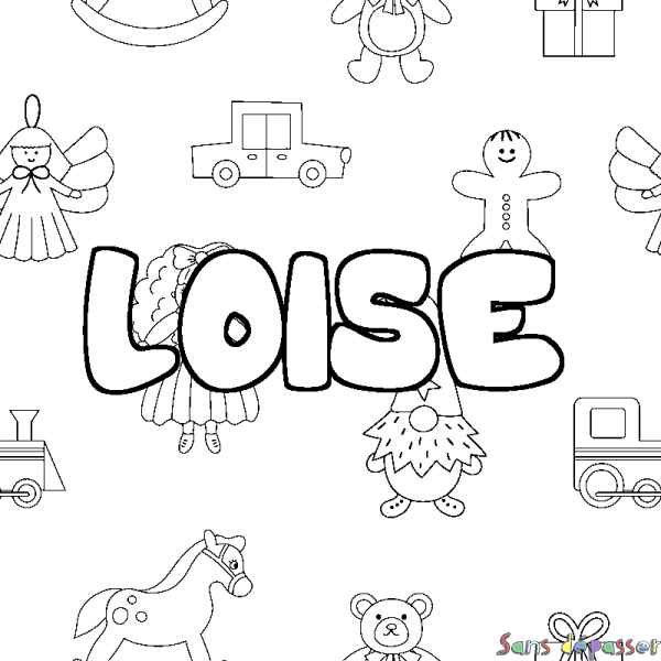 Coloriage prénom LOISE - d&eacute;cor Jouets