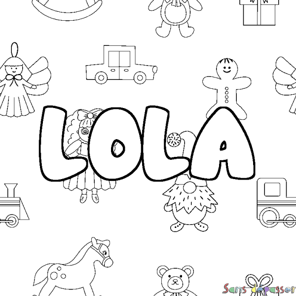 Coloriage prénom LOLA - d&eacute;cor Jouets