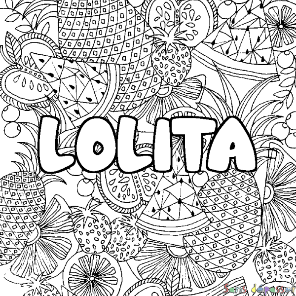 Coloriage prénom LOLITA - d&eacute;cor Mandala fruits