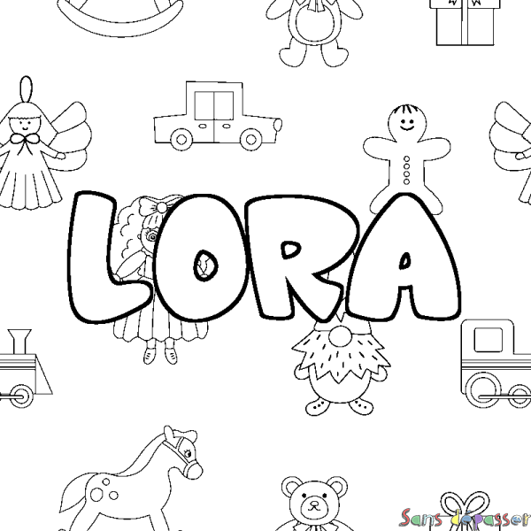 Coloriage prénom LORA - d&eacute;cor Jouets