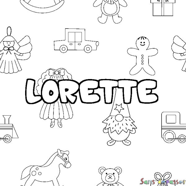 Coloriage prénom LORETTE - d&eacute;cor Jouets