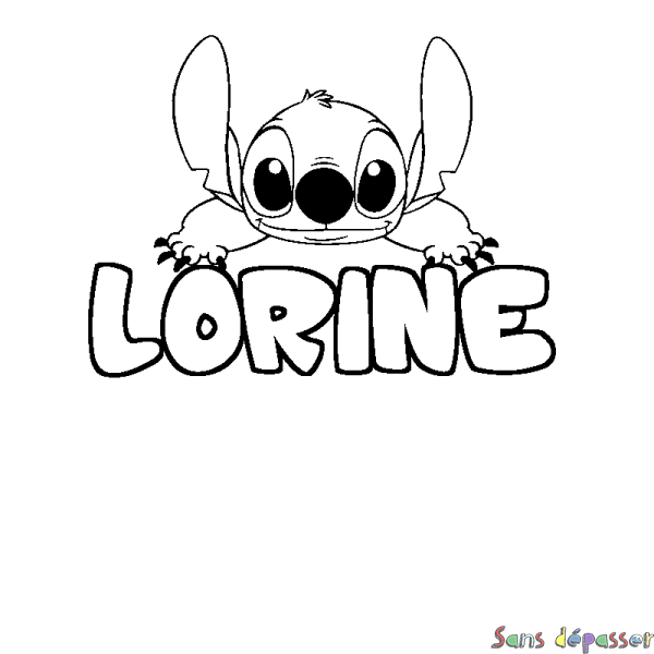 Coloriage prénom LORINE - d&eacute;cor Stitch