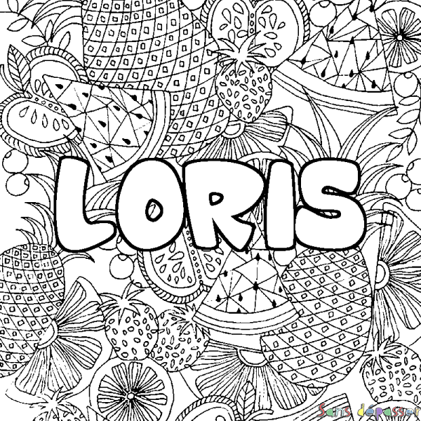 Coloriage prénom LORIS - d&eacute;cor Mandala fruits