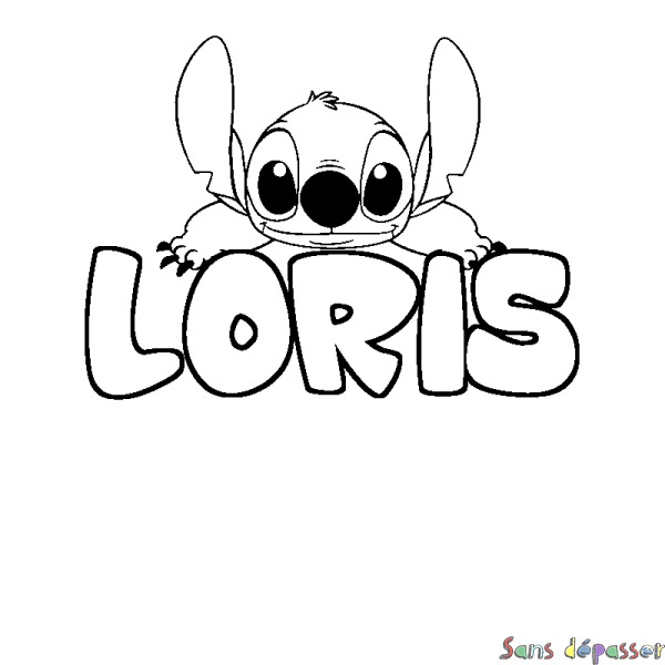 Coloriage prénom LORIS - d&eacute;cor Stitch