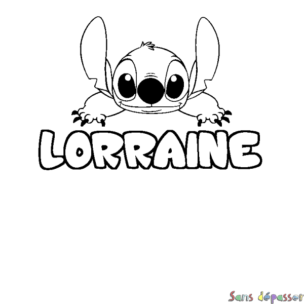 Coloriage prénom LORRAINE - d&eacute;cor Stitch