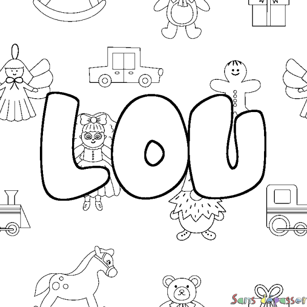 Coloriage prénom LOU - d&eacute;cor Jouets