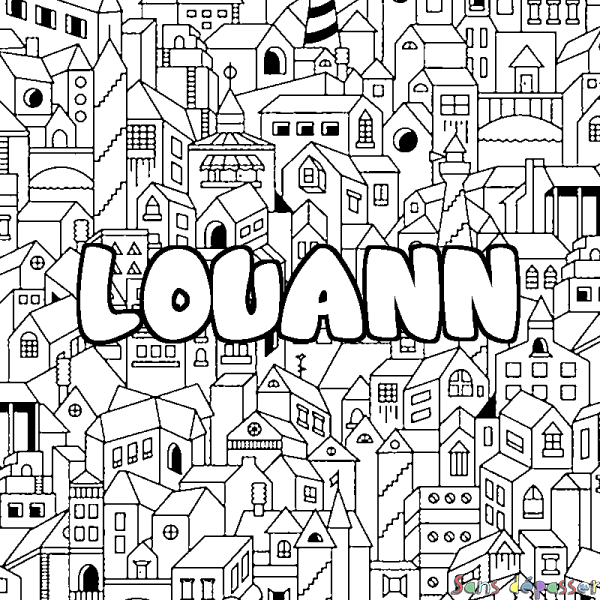 Coloriage prénom LOUANN - d&eacute;cor Ville