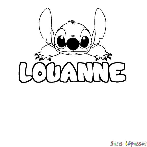 Coloriage prénom LOUANNE - d&eacute;cor Stitch