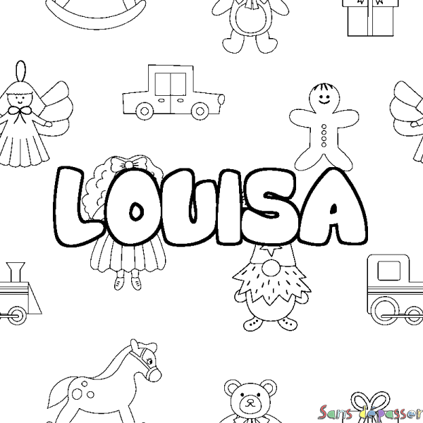 Coloriage prénom LOUISA - d&eacute;cor Jouets