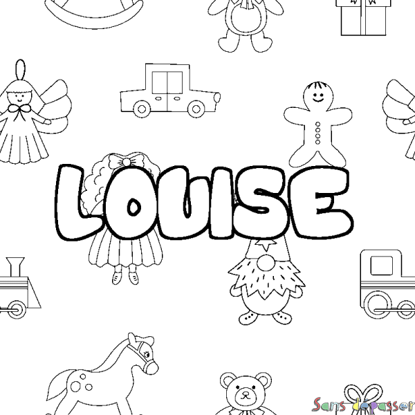 Coloriage prénom LOUISE - d&eacute;cor Jouets