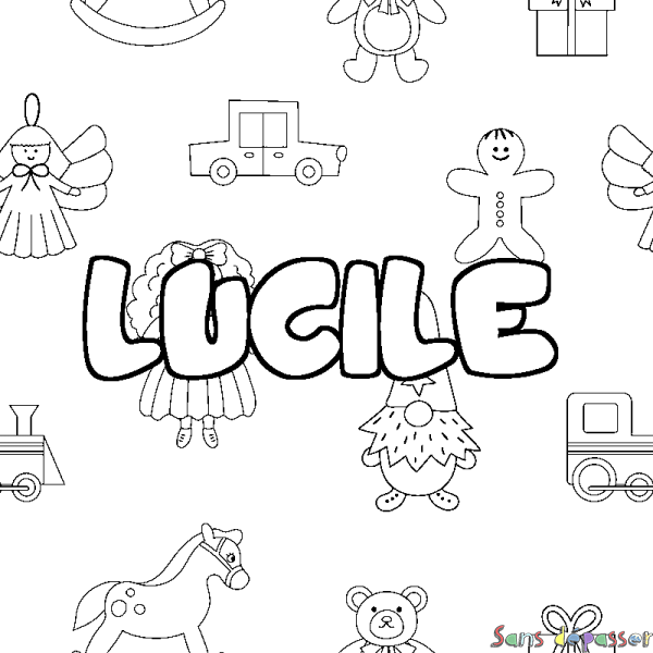 Coloriage prénom LUCILE - d&eacute;cor Jouets