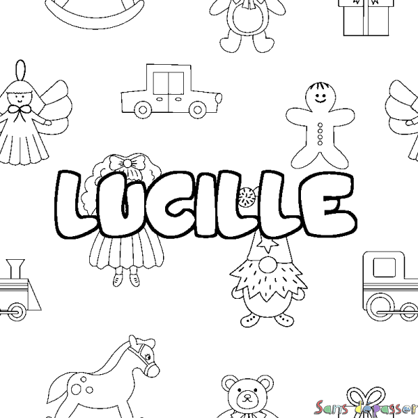 Coloriage prénom LUCILLE - d&eacute;cor Jouets