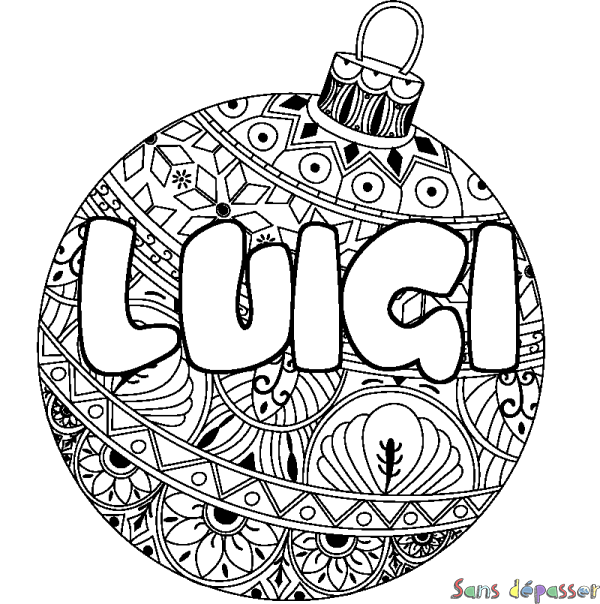 Coloriage prénom LUIGI - d&eacute;cor Boule de No&euml;l