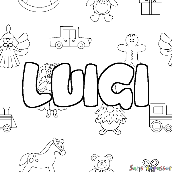 Coloriage prénom LUIGI - d&eacute;cor Jouets