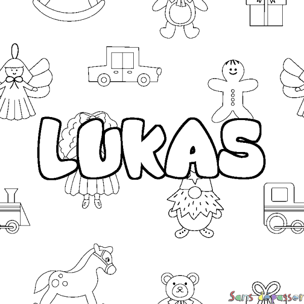 Coloriage prénom LUKAS - d&eacute;cor Jouets