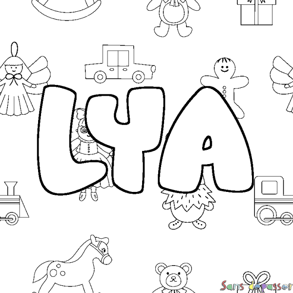 Coloriage prénom LYA - d&eacute;cor Jouets