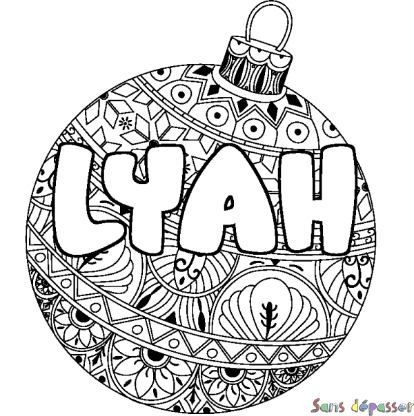 Coloriage prénom LYAH - d&eacute;cor Boule de No&euml;l