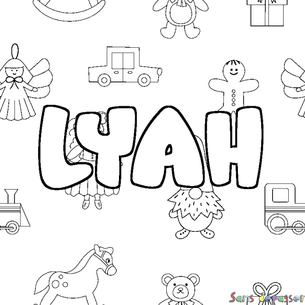 Coloriage prénom LYAH - d&eacute;cor Jouets