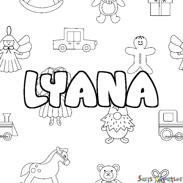 Coloriage prénom LYANA - d&eacute;cor Jouets