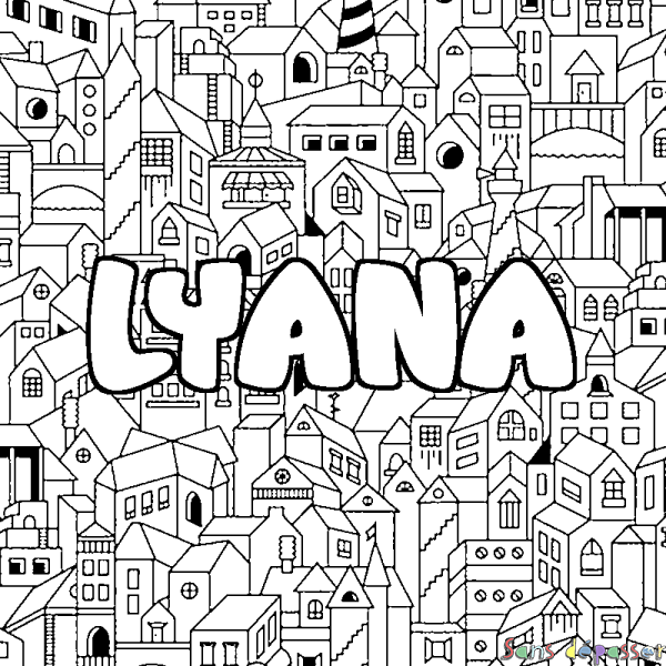 Coloriage prénom LYANA - d&eacute;cor Ville