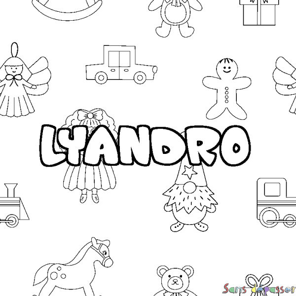 Coloriage prénom LYANDRO - d&eacute;cor Jouets