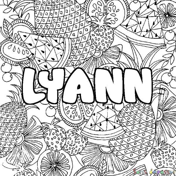 Coloriage prénom LYANN - d&eacute;cor Mandala fruits