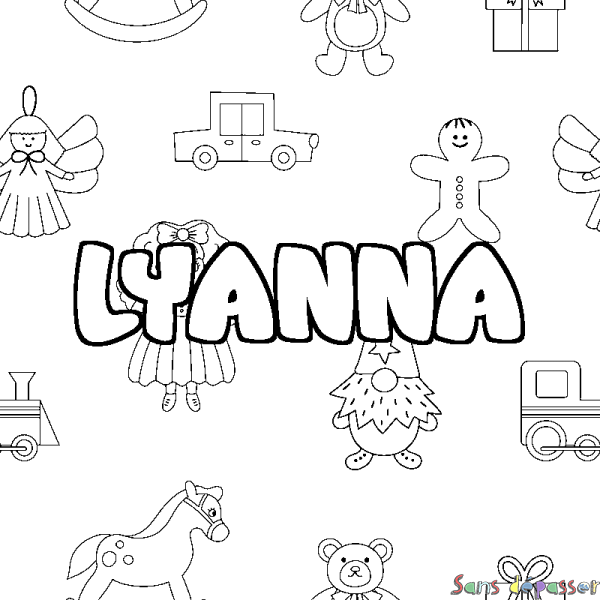 Coloriage prénom LYANNA - d&eacute;cor Jouets