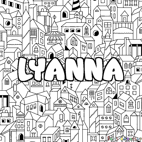 Coloriage prénom LYANNA - d&eacute;cor Ville