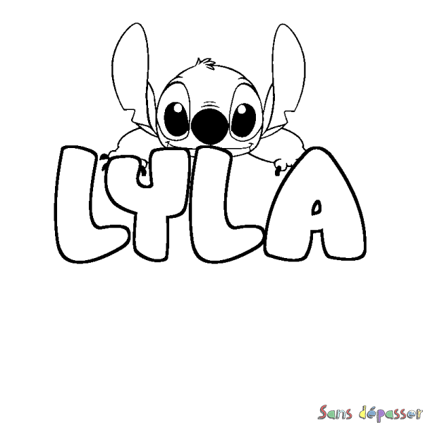 Coloriage prénom LYLA - d&eacute;cor Stitch