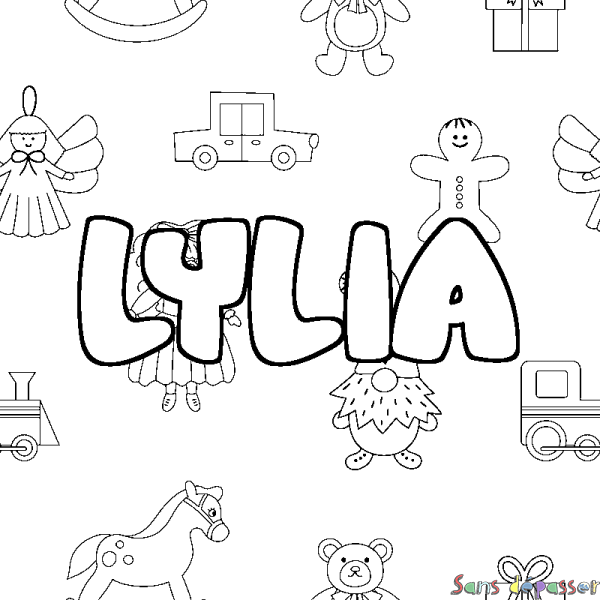 Coloriage prénom LYLIA - d&eacute;cor Jouets