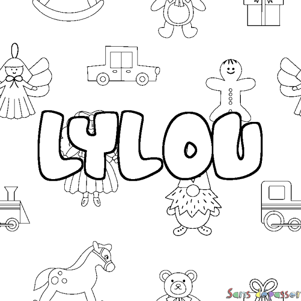 Coloriage prénom LYLOU - d&eacute;cor Jouets