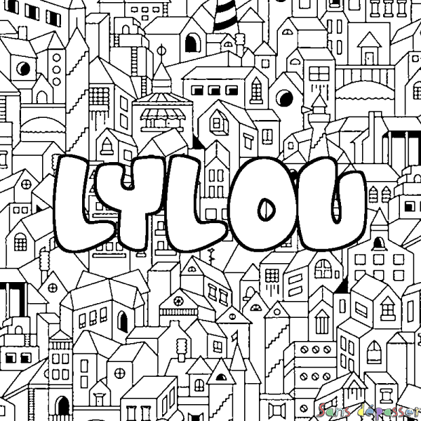 Coloriage prénom LYLOU - d&eacute;cor Ville