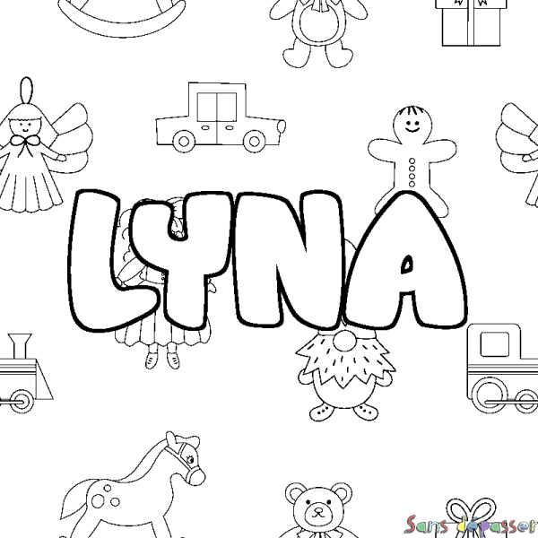 Coloriage prénom LYNA - d&eacute;cor Jouets